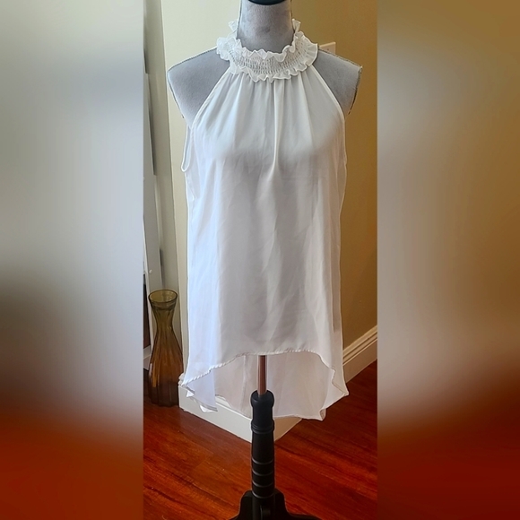 Nyandcompany Soho High low chiffon white sleeveless tunic NWT NY AND CO medium - Picture 1 of 8